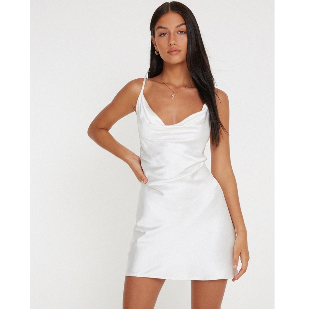 Motel Rocks Paiva Slip Dress in Satin Ivory